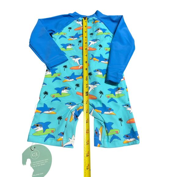 Caden Lane Longsleeve Rash Guard Swim Romper Shortie in Blue, 12-18mos, NWT - Picture 10 of 10